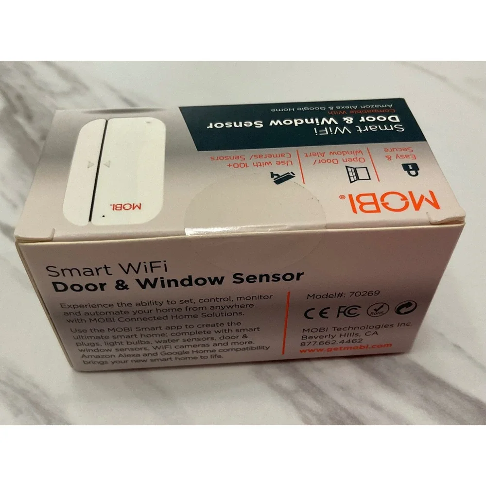 MOBI Smart WiFi Door & Window Sensor‎ White Model 70269 Alexa Google Home New